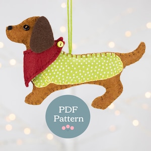 Dachshund Felt Ornament PDF Sewing Pattern