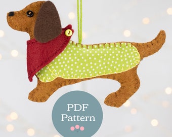 Dachshund Felt Ornament PDF Sewing Pattern
