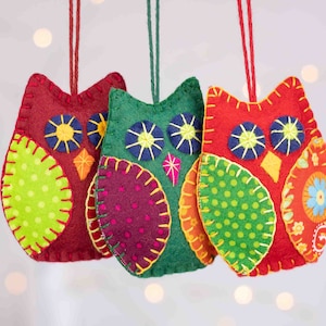 Felt Owl Ornaments, Colourful Felt Owl Holiday Ornaments, Bird Christmas Ornaments. image 9