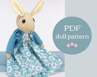 Filz-Kaninchen-Puppe Schnittmuster mit Kleidung (PDF-Muster)