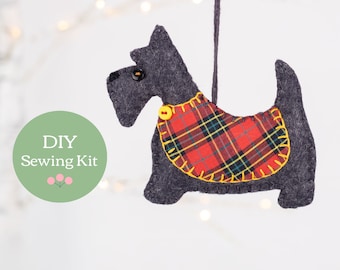 Scottie Dog Felt Ornament Sewing Kit,  DIY Felt Dog Ornament Craft Kit.