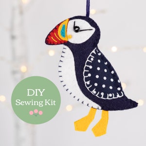 Puffin Felt Ornament Sewing Kit, DIY Puffin Craft Kit