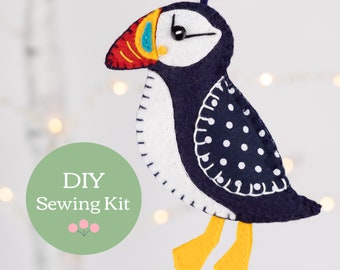 Puffin Felt Ornament Sewing Kit, DIY Puffin Craft Kit