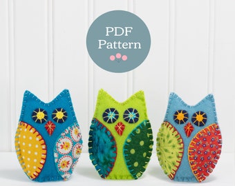 Owl PDF Sewing Pattern, Downloadable Felt Owl Christmas Ornament Pattern, Easy Sewing Pattern for Beginners
