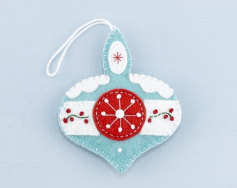 Vintage Style Felt Christmas Ornament, Retro Holiday Decor,  Mid Century Winter Decor