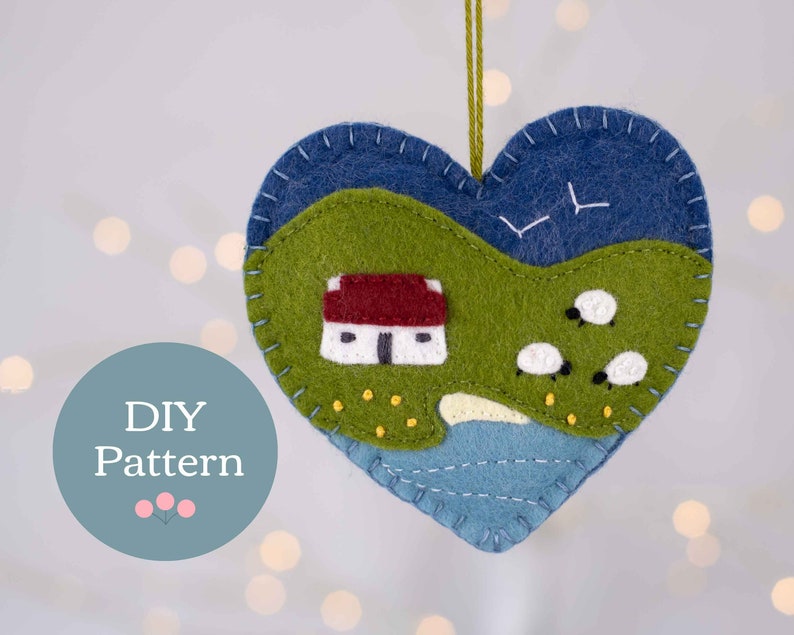 Cottage Heart Ornament Sewing Pattern, Downloadable PDF Felt Ornament Pattern image 8