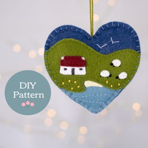 Cottage Heart Ornament Sewing Pattern, Downloadable PDF Felt Ornament Pattern image 1