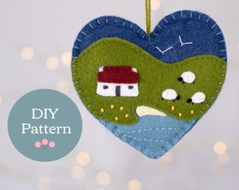 Cottage Herz Ornament Schnittmuster, Irisches Filz-Handwerk (PDF-Muster)
