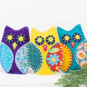 Felt Owl Ornaments, Colourful Felt Owl Holiday Ornaments, Bird Christmas Ornaments. image 4