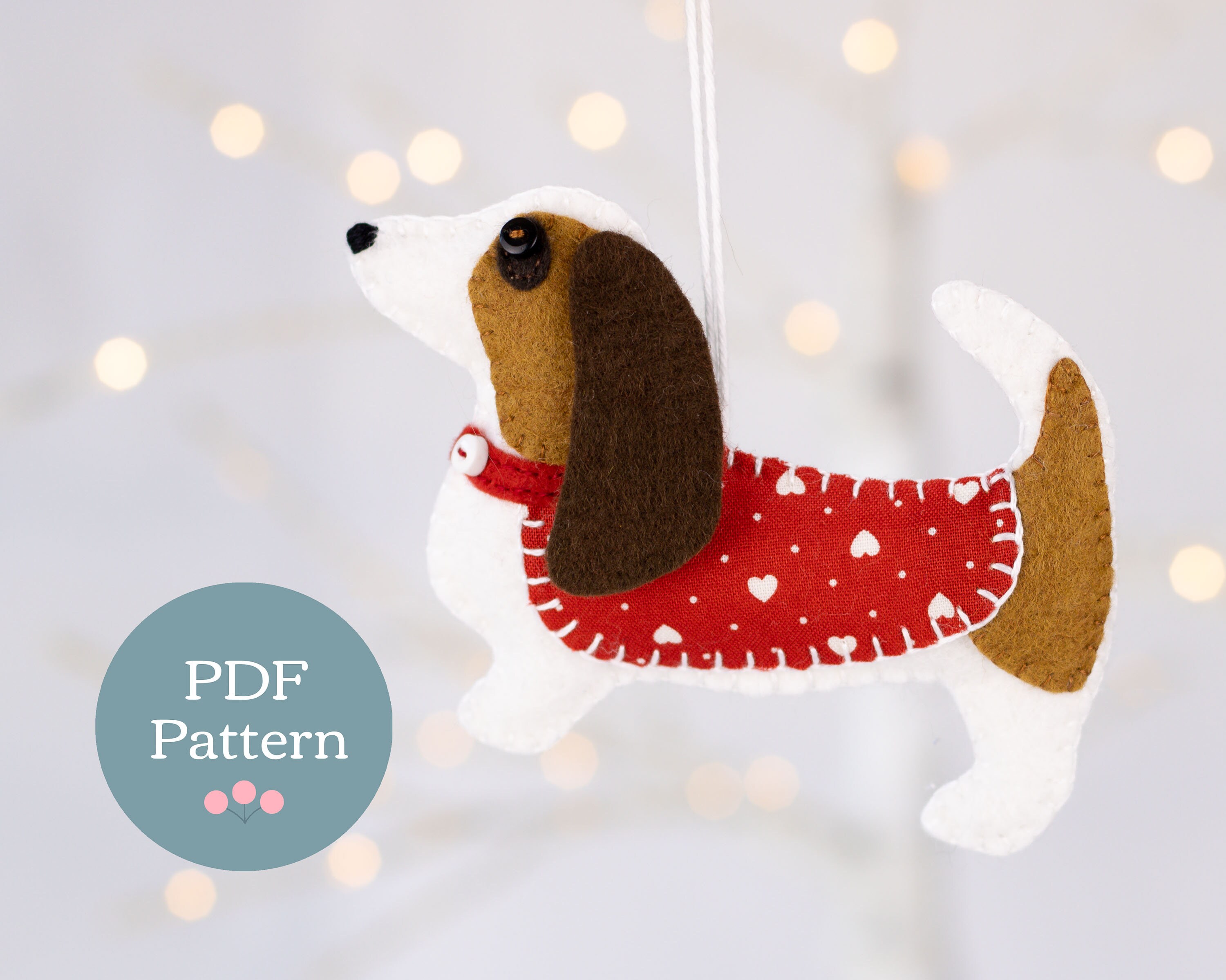 Dog Christmas Ornament PDF Sewing Pattern Easy DIY Felt Etsy