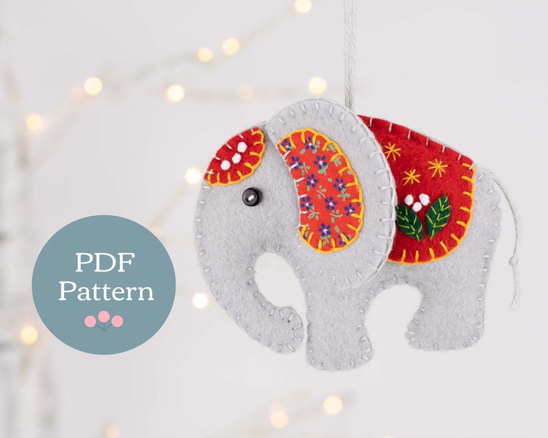 Elephant Felt Ornament Sewing Pattern Digital PDF Elephant Etsy