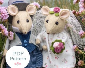 Maus Hochzeitstorte Schnittmuster, Filz Mäuse PDF Pattern