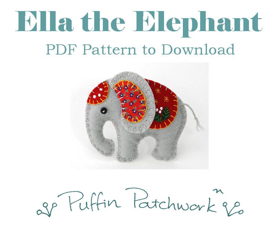 Elephant PDF pattern Felt elephant ornament pattern Elephant Etsy