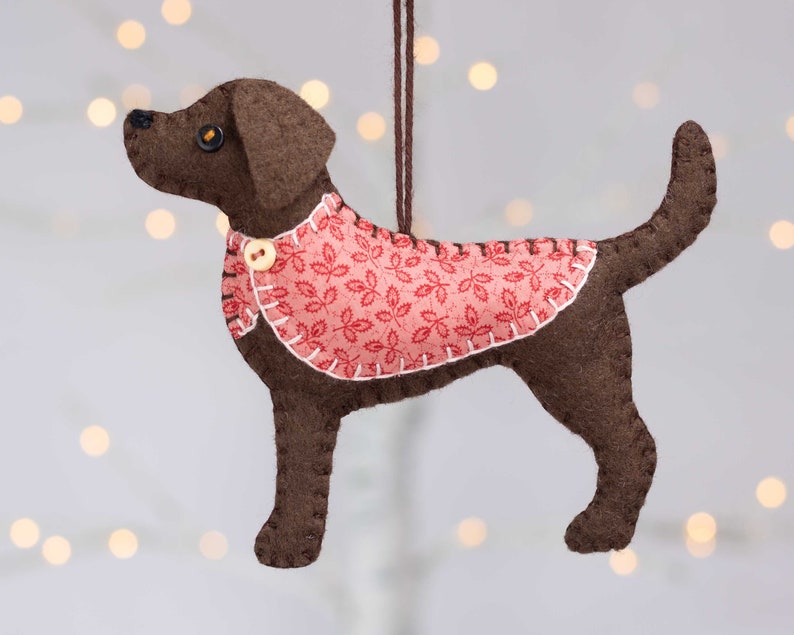Labrador Felt Christmas Ornament Chocolate Labrador Felt Dog Etsy