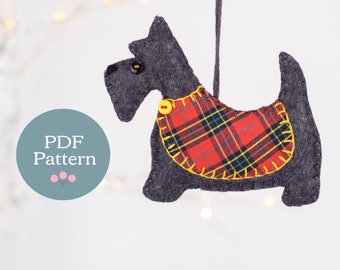 Scottie Hund Filz Ornament Schnittmuster, Easy Anfänger Projekt (PDF-Muster)