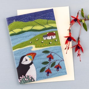 Irish Landscape Greeting Cards, Embroidery Art Notecards, Folk Art Blank Greeting Cards Pack image 8