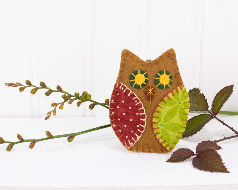 Felt Owl Ornaments for Autumn, Fall Felt Ornaments, Owl Halloween Ornaments image 9