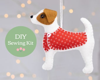 Jack Russell Felt Ornament Sewing Kit,  DIY Felt Dog Ornament Craft Kit