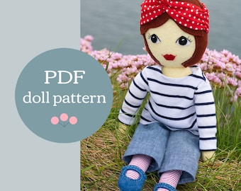 Tilly Doll Schnittmuster, PDF Schnittmuster für 16 zoll Filzpuppe mit Kleidung