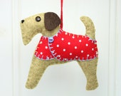 Felt Christmas ornament, Felt dog ornament, Terrier Christmas Ornament, Handmade felt Airedale terrier, Fox terrier, Terrier ornament, Alfie
