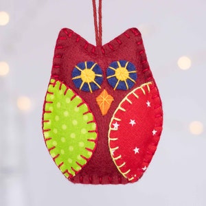 Felt Owl Ornaments, Colourful Felt Owl Holiday Ornaments, Bird Christmas Ornaments. image 8