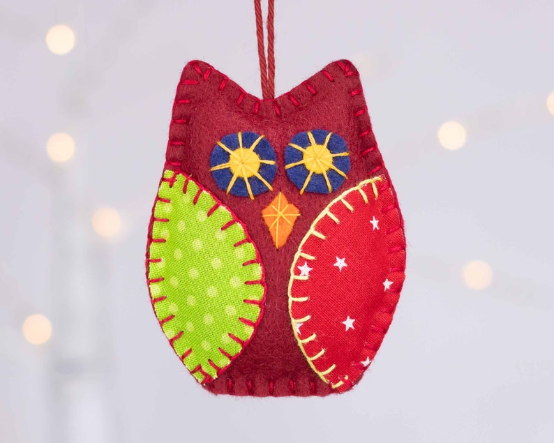 Felt Owl Ornaments, Colourful Felt Owl Holiday Ornaments, Bird Christmas Ornaments. image 8