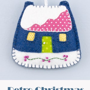 Vintage Style Felt House Christmas Ornament, Winter Holiday Decor, New Home Gift image 5