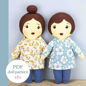 Daisy Doll Sewing Pattern,  PDF Pattern for 9 inch Felt Doll with Clothes