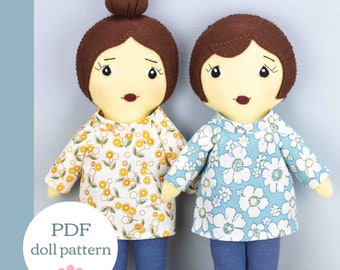 Daisy Doll Sewing Pattern,  PDF Pattern for 9 inch Felt Doll with Clothes