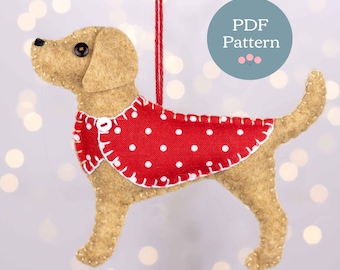 Labrador Filz Ornament PDF Schnittmuster. Hund Weihnachtsverzierung DIY Muster