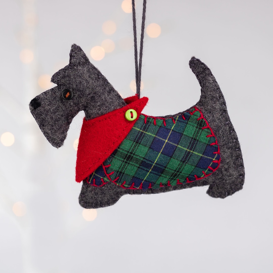 Felt Scottie Dog Christmas Ornament, Scottish Terrier Holiday Ornament
