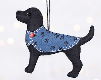 Black Labrador Felt Dog Ornament, Pet Labrador Christmas Gift