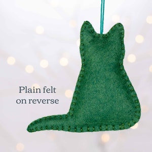 Emerald Green Cat Felt Christmas Ornament image 3