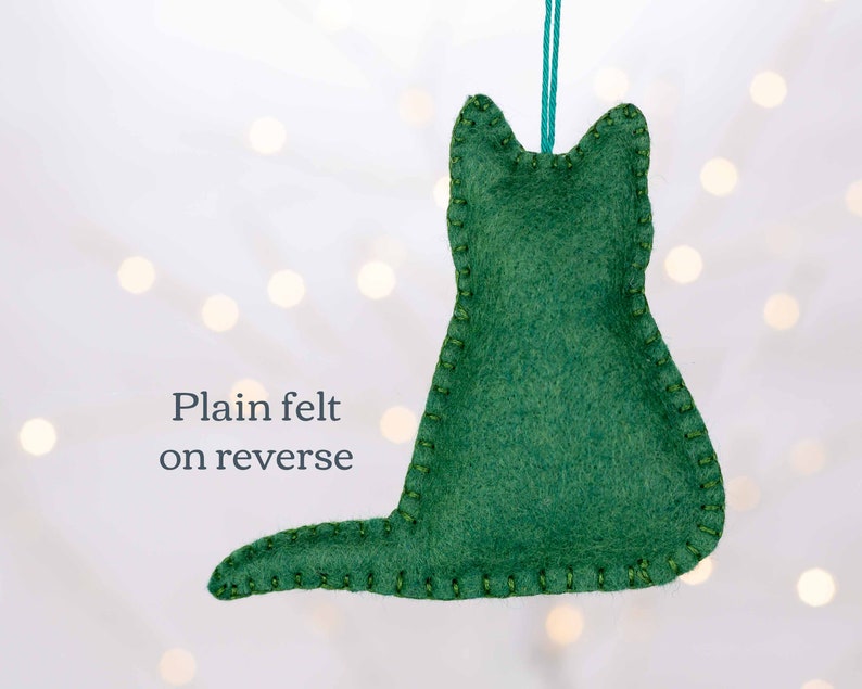Emerald Green Cat Felt Christmas Ornament image 3