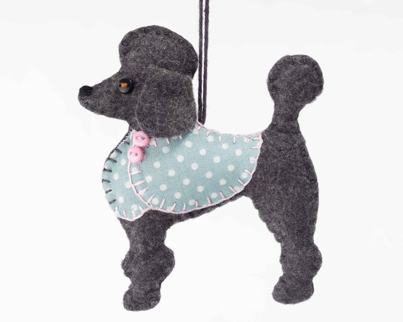 Black poodle felt ornament Poodle dog magnet | Etsy