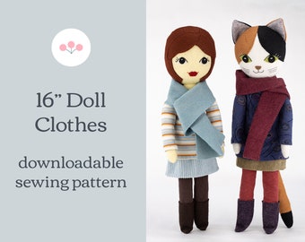 Puppenkleidung Schnittmuster, Herbst Outfit für 16 inch Dolls
