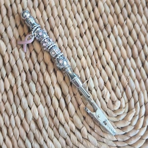 Armband Fastener Helper Tool Buddy ATM Card GrabberTibetaans Zilver Roze Strass Kralen Borstkanker Awareness Roze Lint Bedel Zilver PL