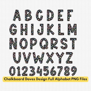 Kreidetafel fliegende Tauben gefüllt Alphabet Clip Art, Png-Dateien, kommerzielle Nutzung