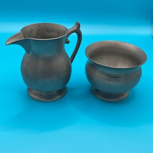 Vintage Wilton Armetale English Tavern Pewter Pitcher and Sugar Bowl