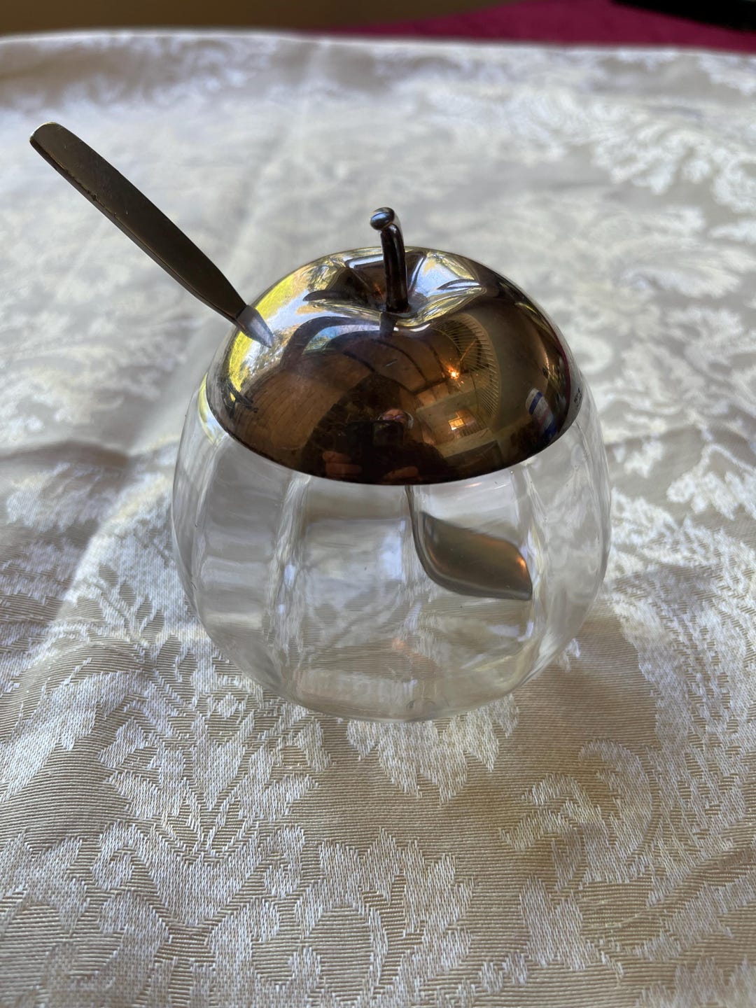 Glass and Silver Plate Apple Pot - Etsy
