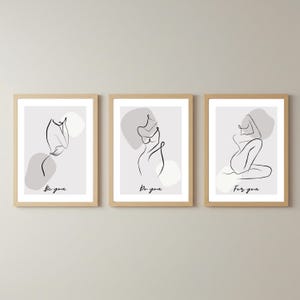 Minimalist Line Art Set of 3, Feminine Abstract Wall Art, Digital Download Women Figure Poster, Boho Bedroom Decor, Modern Printable