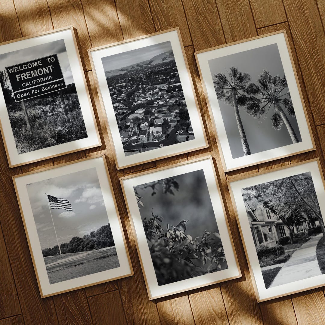 Fremont Black and White Photos Set of 6, 2, 3, 4, 5 California