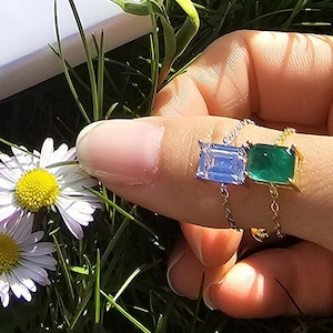 Rectangular Emerald Ring • 925 Sterling Silver, Rhodium Plated or 18k Gold Plated Emerald Cut Ring • Minimalist Jewelry