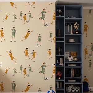 Carta da parati murale per bambini a tema calcio, carta da parati sportiva per camera da letto o sala giochi, decorazione murale atletica staccabile e adesiva, carta da parati murale da calcio per la cameretta dei bambini