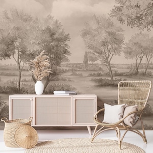 Vintage Tree Landscape Wallpaper, Countryside Wall Mural