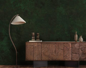Emerald Green Concrete Texture Wallpaper: Peel and Stick Wall Mural