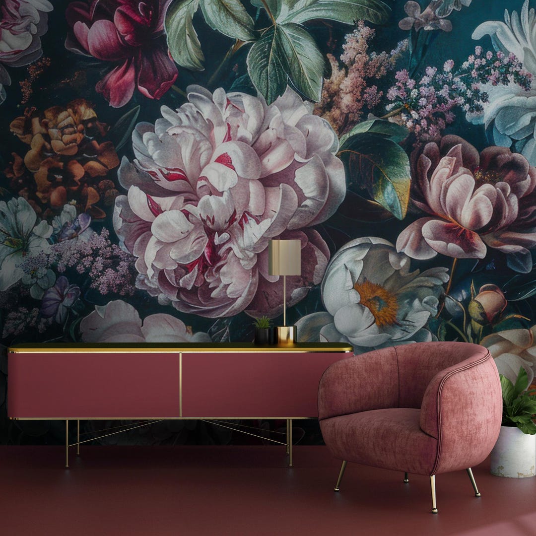 Floral Wallpaper Peel and Stick : Bold Peony Wall Mural - Etsy