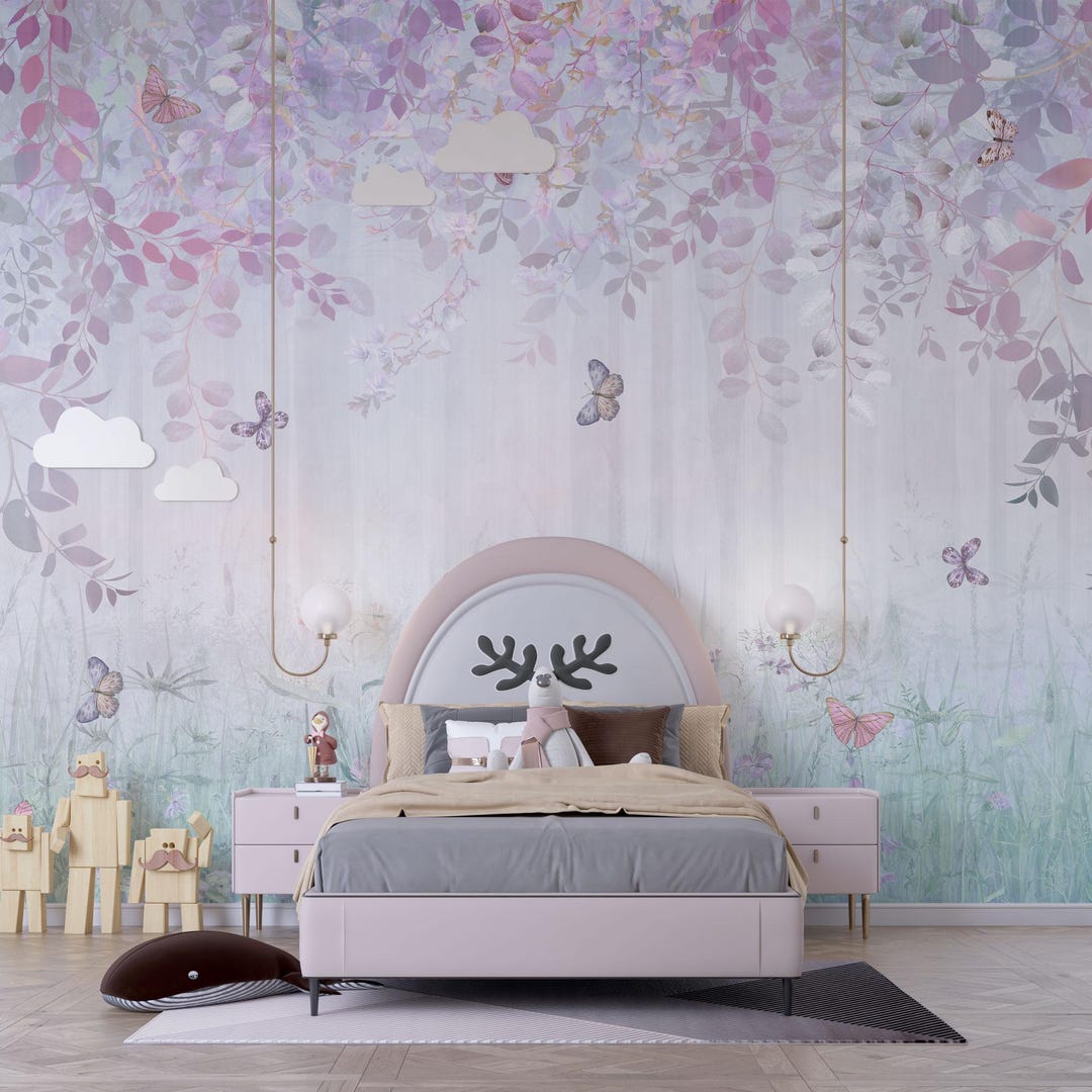 Soft Pastel Butterfly Wall Mural: Whimsical Nursery Peel and Stick ...