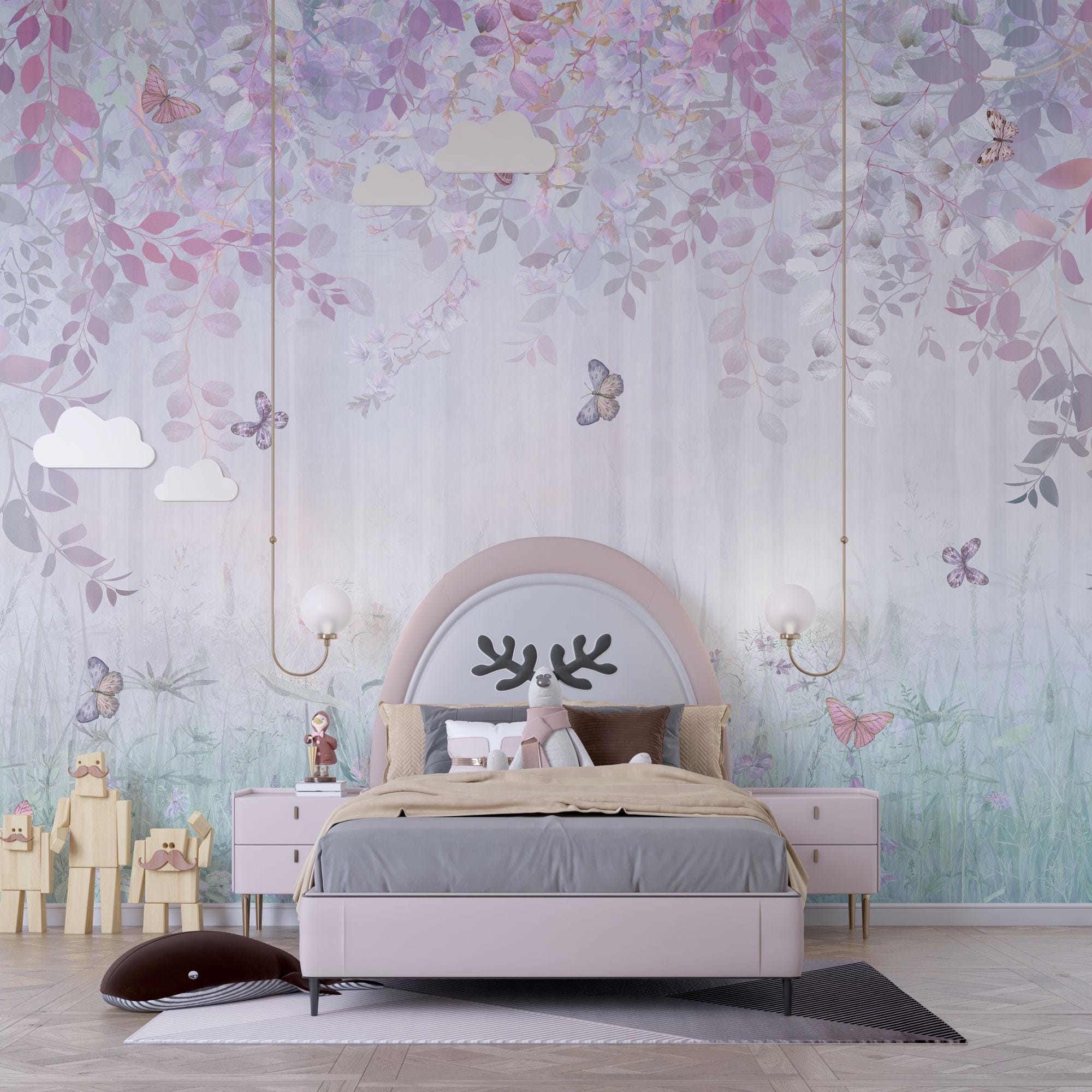 Soft Pastel Butterfly Wall Mural: Whimsical Nursery Peel and Stick ...
