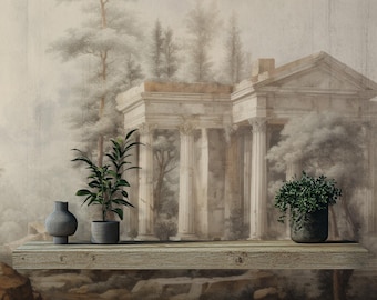 Ancient Rome Scenic Wallpaper Mural: Vintage Oil Painting Peel & Stick